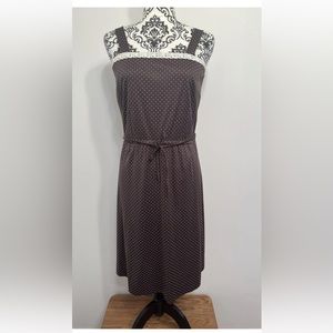 strait lane women brown sleeveless polka dot dress size 10.